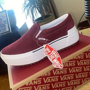 Burgundy Platform Unisex Vans